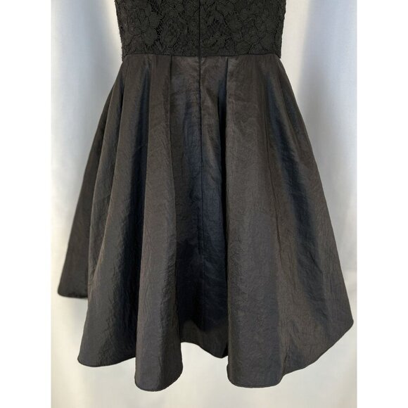 Marchesa Lace Illusion Fit & Flare Tafetta Mini Dress in Black $595 - Picture 8 of 13